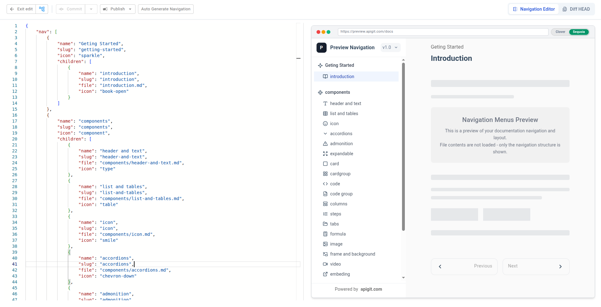 Edit Navigation file